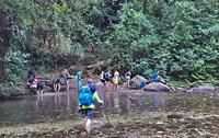 Crossing rivers on a walking holiday in Colombia - World Expeditions ©G.Anderson